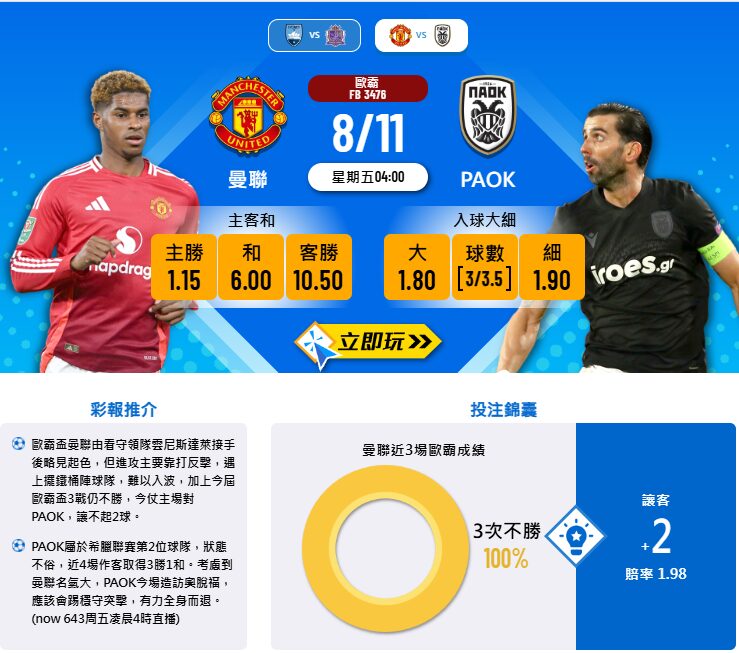 曼聯 vs PAOK